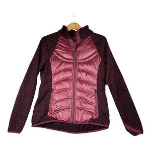 London Fog Burgundy Wine Down‎ Quilted Sweater Jacket Size Small